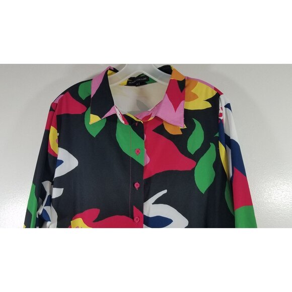 Buxom Couture Floral Long Sleeve Tiered Dress Size 1X with Pockets Spandex - Picture 3 of 14